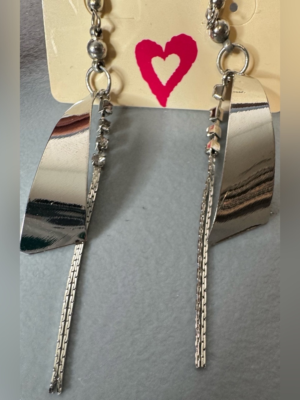 Silver Dangle Chain & Shield Earrings - Women Jewelry rhinestone accent chic